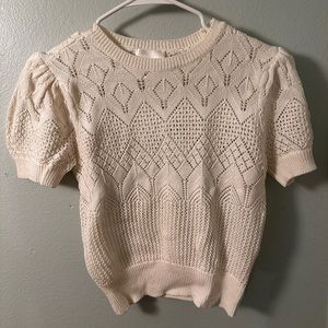 Size Small Cream Color 7 For All Mankind Sheer 100% Cotton Sweater